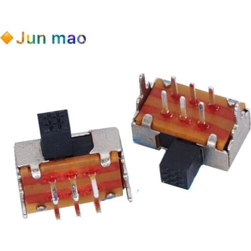 10pcs/lot SK22D02 Handle Length 5mm Toggle Switch SK-22D02 6 pin 2P2T Horizontal Double Slide Switch