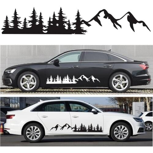 For SUV RV Camper Off Road Black Tree Mountain Car Decal Forest Car Sticker 1 Pair