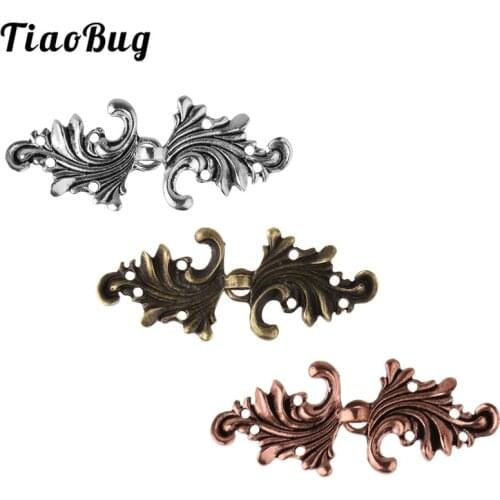 TiaoBug 5 Pairs Vintage Acanthus Leaf Cape or Cloak Clasp Fasteners Sew On Hooks and Eyes Cardigan Clip Women Brooch Accessories