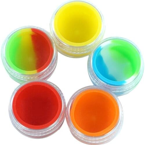 5pcs 7ml Plastic dab Container with Non-stick Silicone Inner cosmetic box for lotions, creme, make-up, or wax dab oil Multi Use