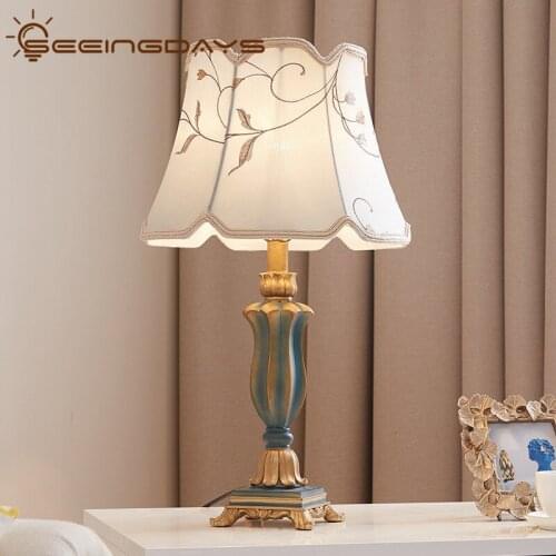 American Bedside Lamp Bedroom Living Room and Bedside Neoclassical Art Fabric Wedding Table Lamp Wedding Celebration Decoration