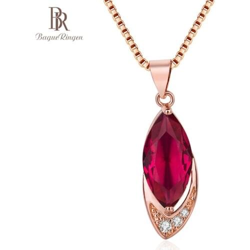 Bague Ringen solid 925 sterling silver ruby necklace with 9*25MM pendant necklaces for women sterling silver wholesale jewelry