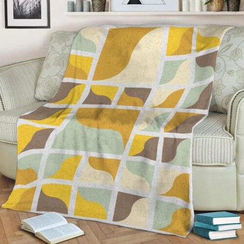 Abstract Geometric Pattern 3D Printed Velvet Plush Throw Fleece Blanket Bedspread Sherpa Blanket Home Decora