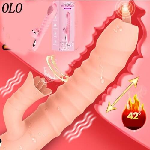 Safe Silicone Dildos Vibrator Realistic Tongue Licking Vibration Telescopic Rabbit Vibrator G Spot Stimulator Sex Toys For Women