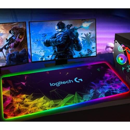 Logitech Logo Large RGB Mouse Pad Xxl Gaming Mousepad LED Mause Pad Gamer Mouse Carpet Big XL Mause Pad PC Deskmat with Backlit