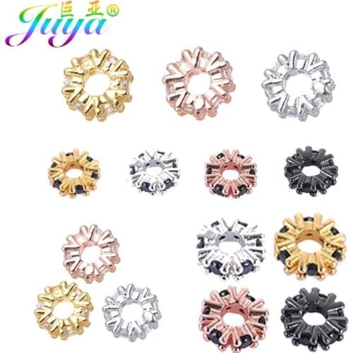 Juya 10pcs/lot DIY Jewelry Beads Supplies Metal Snowflake 8mm Spacers Beads Accessories For Needlework Beads Jewelry Making