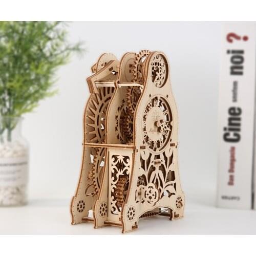 Wooden Mechanical Transmission Model Magic Pendulum Timer DIY Spell Insert 3D Model Puzzle Hands-on Toy Mechanical Model