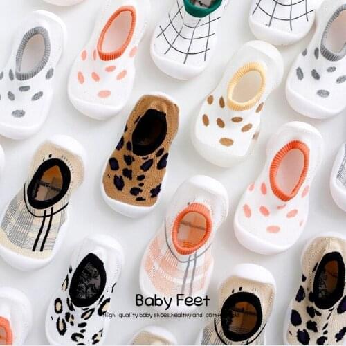 Baby Cartoon Anti-skid Floor Socks Spring and Autumn Leopard Print Childrens Rubber Sole Shoes Baby Toddler Fashion Sock Shoes