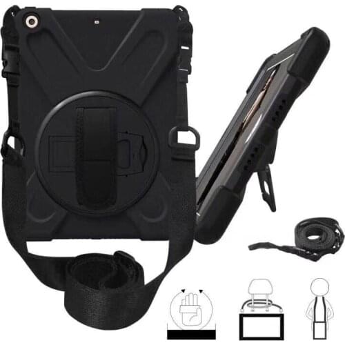 For iPad 9.7 2017 2018 Cases Kids Safe Shockproof Defender Armor Rubber Strap Stand Rugged Hard Cover Case for iPad 6 5 Air 2 1