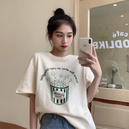 New Fashion Woman Tshirt Top High Quality Short Sleeve Round Neck Cotton Spandex Summer Tops Loose Woman T shirts