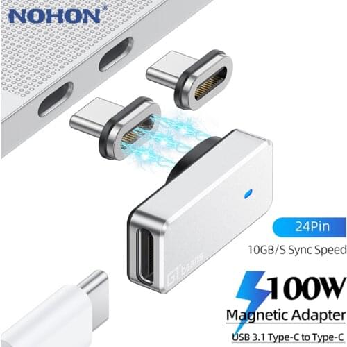 100W USB C Magnetic Adapter 24Pins USB PD Fast Charging Type C QC 4.0 Magnet Data Converter USBC Connector For MacBook Pro Air