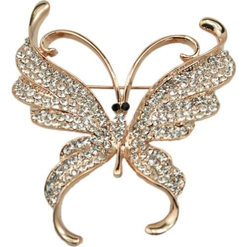 Cute Pins Butterfly Rhinestone Brooches Scarf Buckle Spille Strass Women Safety Pin Metal Broach Broch Pines Metalicos Brosche