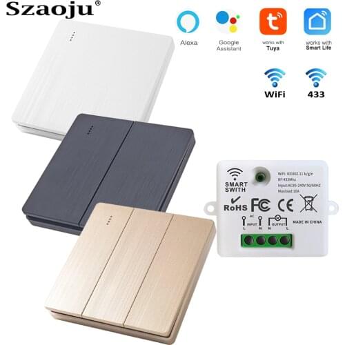 Szaoju Mini WIFI Smart push Light Switch RF 433Mhz push Button wireless Switch DIY Relay Module Timer Voice Google Home Alexa