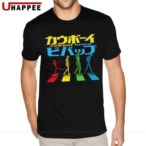 Big Tall Size Kauboi Bibappu Cowboy Bebop Shirts Mens Punk Rock Short Sleeve Cotton Sexy Male Shirts 1980S Apparel
