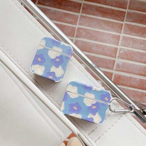 Cute Flower Soft Earphone Case for Apple Airpods 1 2 Cover Leather Headset Charging Box for Airpods Pro Funda with Hook