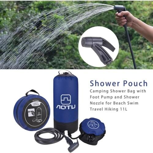 11L Inflatable Shower Bag With Foot Pump Pressure Bathing Water Bag For Outdoor Travel Hiking Camping Beach Washing Cars Tools