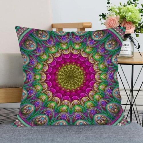 New Arrival Mandala Pillowcase Bedroom Home Decorative Gift Pillow Cover Square Zipper Pillow Cases 40x40,45x45 Satin Soft