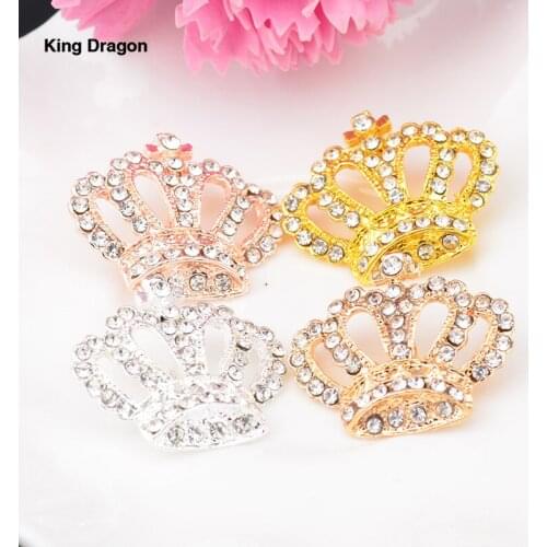 2019 New Arrival Rhinestone Crown Buttons Used On Craft 24MM*28MM 20PCS/Lot Shank Back 4 Colors KD540