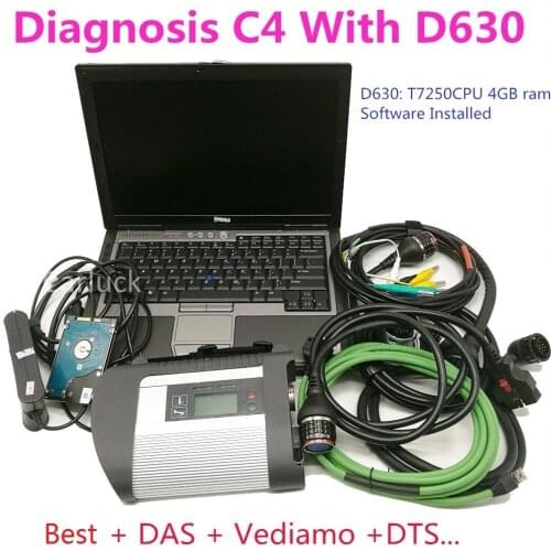 Hot MB Star C4 2020 with Laptop D630 SD Connect c4 and Newest Softwares 2020.06 Vediamo DTS Installed activated diagnosis C4