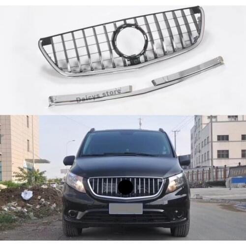 For Vito V Class GT Grill Grille Vertical Style For Mercedes Benz W447 MPV Auto Front Mesh 2015-2018 V250 V260 Car styling