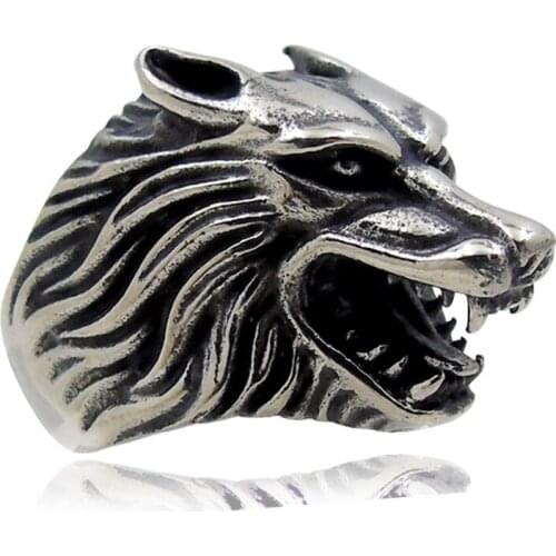 Retro Cool Alternative Wolf Man Ring Punk Cyclist Ring Fashion Hip Hop Rock Party Jewelry Anniversary Gift Size Us7-13