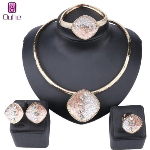 Bridal Gift Nigerian Wedding Jewelry Set Fashion Dubai Crystal Necklace Costume Design Party Dinner Dress Jewelry Set