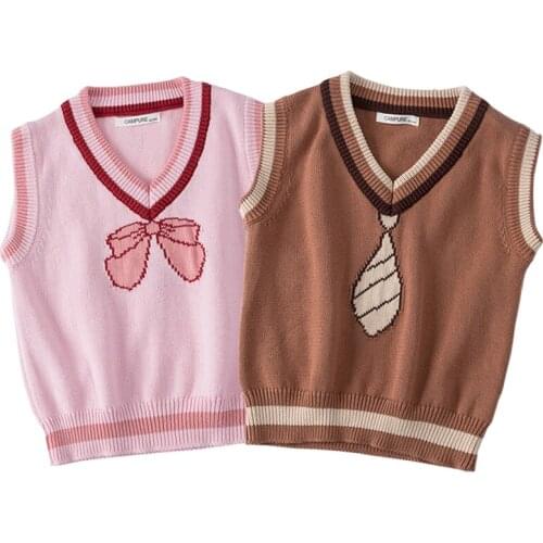 Baby Girls Sleeveless Sweater Vest Fashion Toddler Autumn Childrens Clothing Baby Girls Boys Knitting Pullover Vest Coat Tops