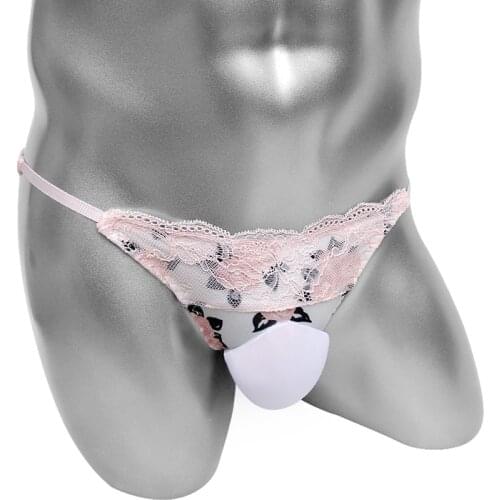 Mens Lace Briefs Underwear Penis Bulge Pouch Sissy Floral Panties Lovely Erotic Lingerie Softy Comfortable Male Bikini Low Rise