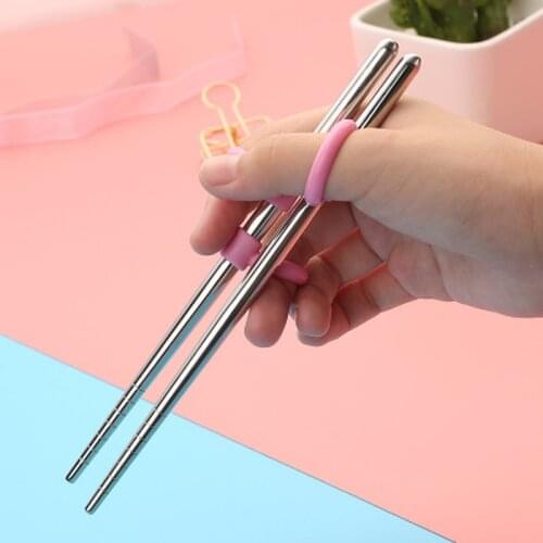 Learning Training Chopsticks Stainless Steel Chop Sticks for Child Enlightenment Cute Pig Baby Gadgets