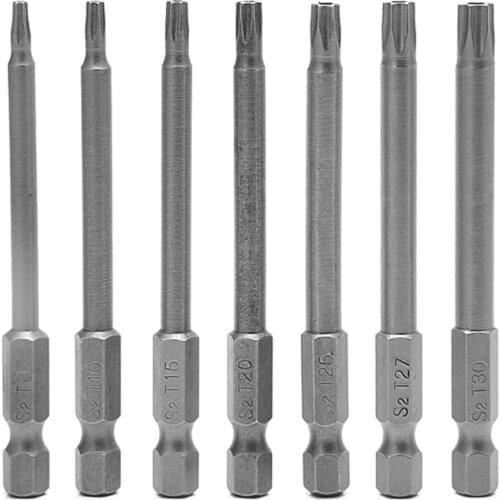 High Precision 7Pcs 75mm T8-T30 Magnetic Torx Screwdriver Bit 1/4 Inch Hex Shank