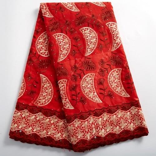 Zhenguiru Red High Quality African Lace Fabric 2021 Cotton Lace Fabric Dubai Swiss Voile Nigerian Wedding For Women Dress A 2395
