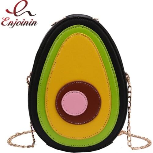 Fun Avocado Design Pu Leather Crossbody Bag Shoulder Chain Bag Women Fashion Purses and Handbags Girls Clutch Bag 2021 Trend