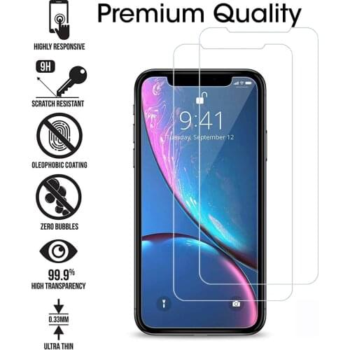 100pcs/lot Tempered Screen Protector for iPhone 11 Pro Max Toughened Glass for iPhon 8 Plus 7 6s Plus Front Guard Protect XR XS