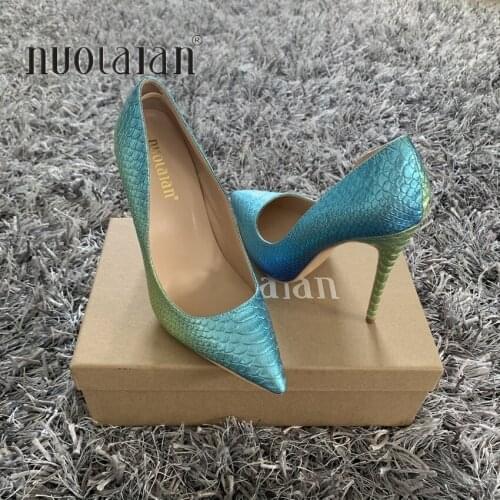 2020 Women Pumps snake printing Super High Heels Sexy Ladies Pointed Toe Stiletto Pumps Slip on Heeled Party Shoes Woman