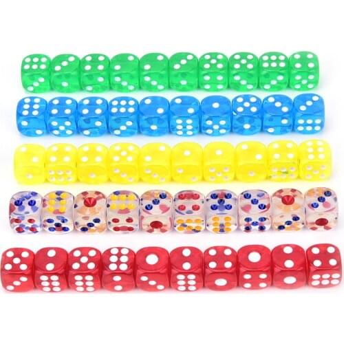 10pcs Acrylic Six Sided D6 Spot Dice for D TRPG Party Board Game Toys