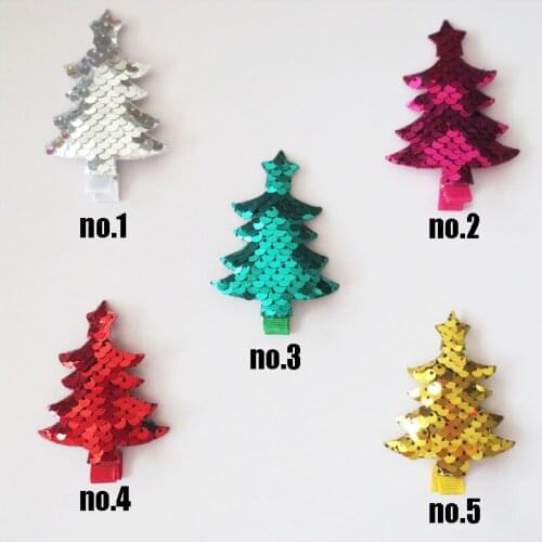 100 BLESSING Good Girl 2.75" Hair Clip Spangle Christmas Tree Flash Wholesale