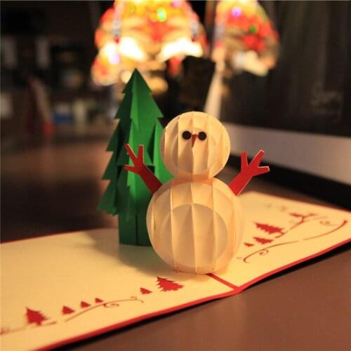 100pcs 3D Pop Up Blessing Christmas Greeting Card Christmas Tree Snowman Happy New Year