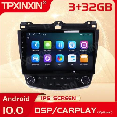 2 Din Carplay Android Radio Receiver Multimedia Stereo For Honda Accord 2003 2004 2005 2006 2007 GPS BT Video Recorder Head Unit
