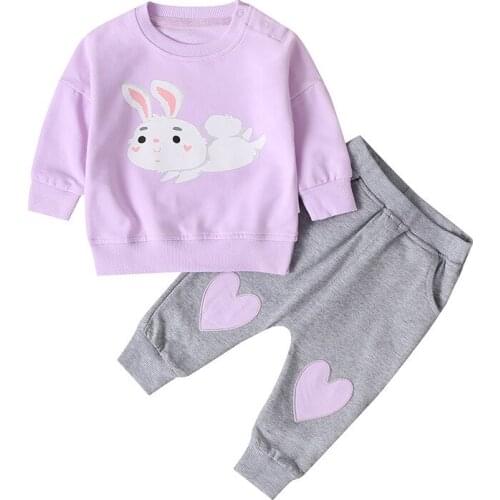 2020 Tops+Pants Girls Sets 2PCS Cartoon Cotton 6-24M Print Baby Sweatshirts Full Sleeve Autumn Girls Baby Clothing Sets