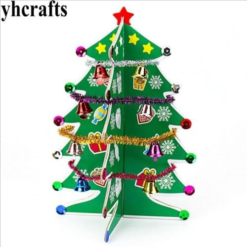 2PCS/LOT,DIY cardboard christmas tree craft kits.X'mas ornament.Early educational toys.Craft material.Kindergarten crafts.OEM