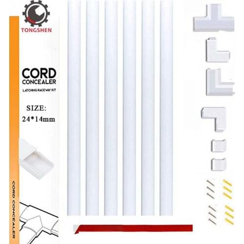 24x14mm Cable Concealer On-Wall Cord Cover Raceway Kit Cable Management System to Hide Cables Cord Organizer for TV and Computer