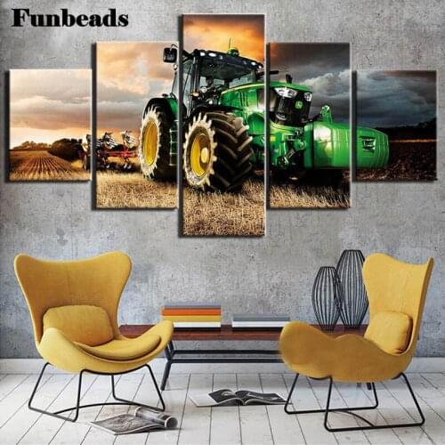 5 pcs diamond painting tractor farm daimant painting square round drill 5d diy diamond embroidery mosaic diamond home art FF078