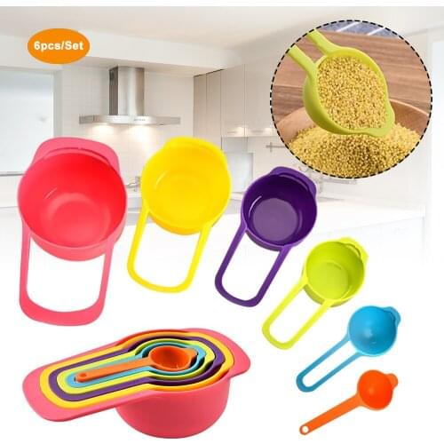 6pcs Nested Measuring Cup Spoons Set Colorful Baking Cooking Kitchen Tool Sugar Cake Baking Spoon Kitchen Baking Measuring 2