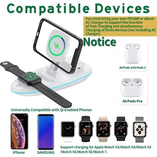 3in1 Wireless Charger Desktop Art Charger For Apple Watch iPhone 12 11 XS X 8 for Samsung Note10 Note9 Gear S3
