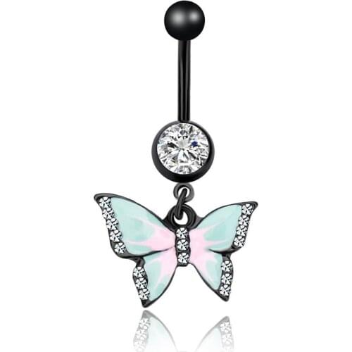 Bohemian Butterfly Belly Button Rings for Women Sexy Body Piercing Jewelry Bars Piercings black Dangle Navel Piercing