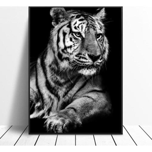 Black and white Tiger Canvas Painting Art Print Poster Picture Wall Modern Minimalist Bedroom Living Room Decoration