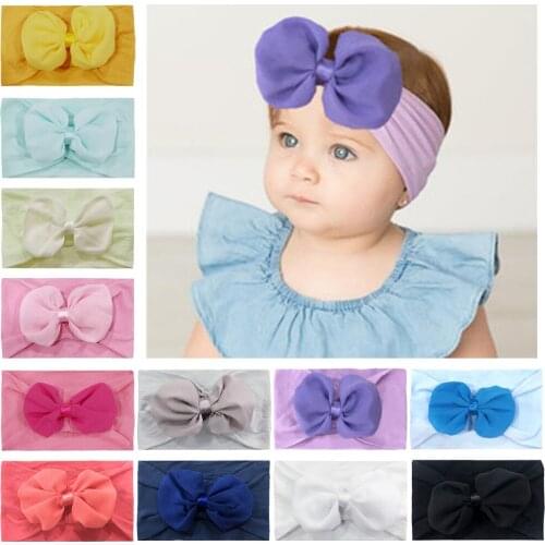 1pcs Colorful Newborn Bow Knot Headband Ribbon Elastic Chiffon Flower Baby Headdress Kids Hair Band Girl Babys Girls Accessories