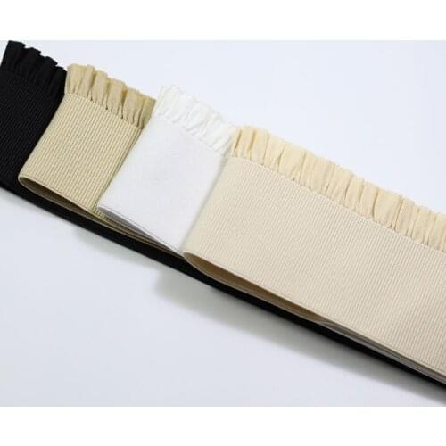 6cm skirt elastic belt 4meters/lot lace side soft stretchy band black white cream khaki diy handwork accessories