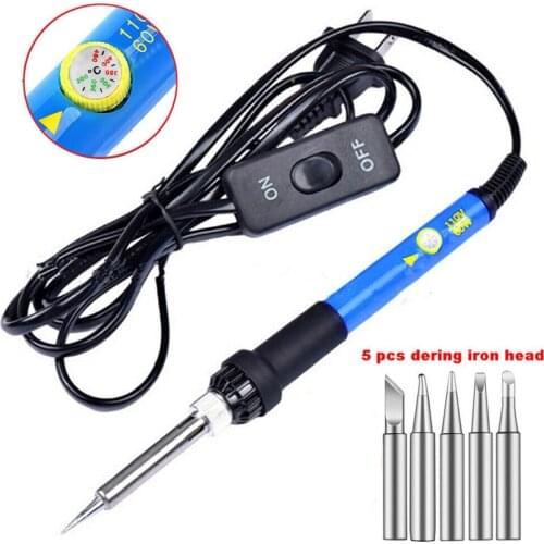 1Set 110v Electric Soldering Iron Welding Kit 60W Adjustable Temperature Welding Kit w/ Switch Power Tools US EU Plug