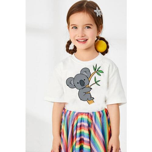 Unisex Fashion Kids T Shirt Koala Cute Hedgehog Girls Tshirt Harajuku Design Girls Clothes Crew Neck Simple White Boys T Shirts